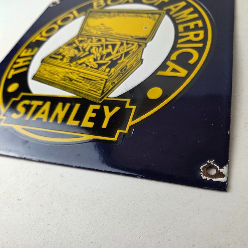 Vintage Stanley Tools Porcelain Sign - Gas Auto Mechanic Garage Shop Sign - Image 14
