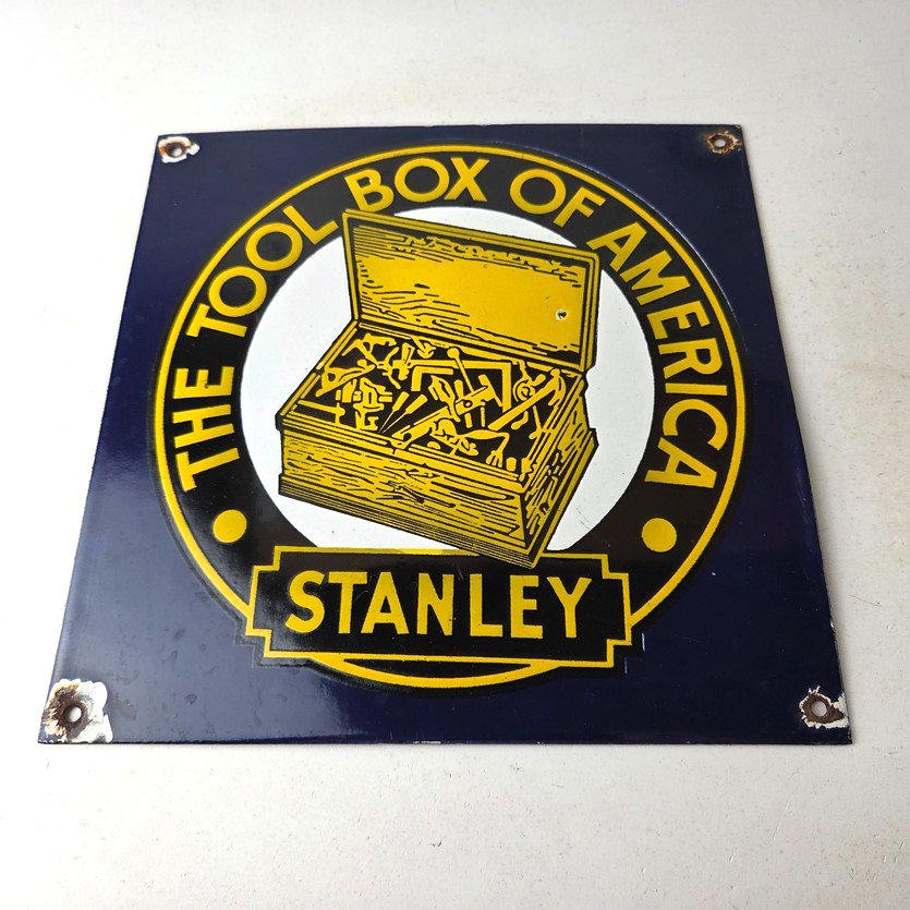 Vintage Stanley Tools Porcelain Sign - Gas Auto Mechanic Garage Shop Sign - Image 15