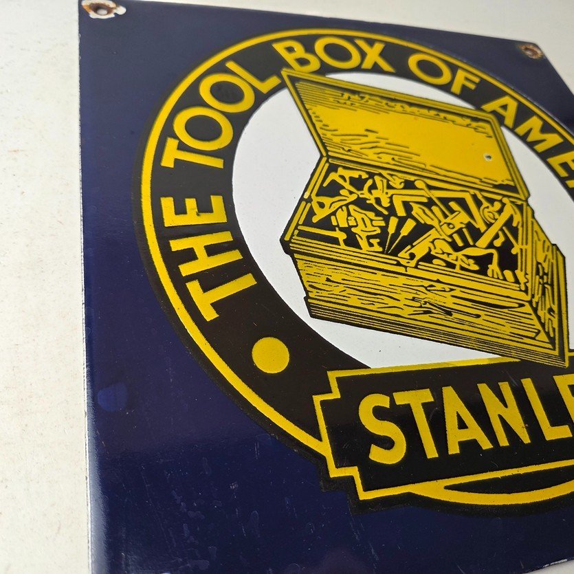 Vintage Stanley Tools Porcelain Sign - Gas Auto Mechanic Garage Shop Sign - Image 6