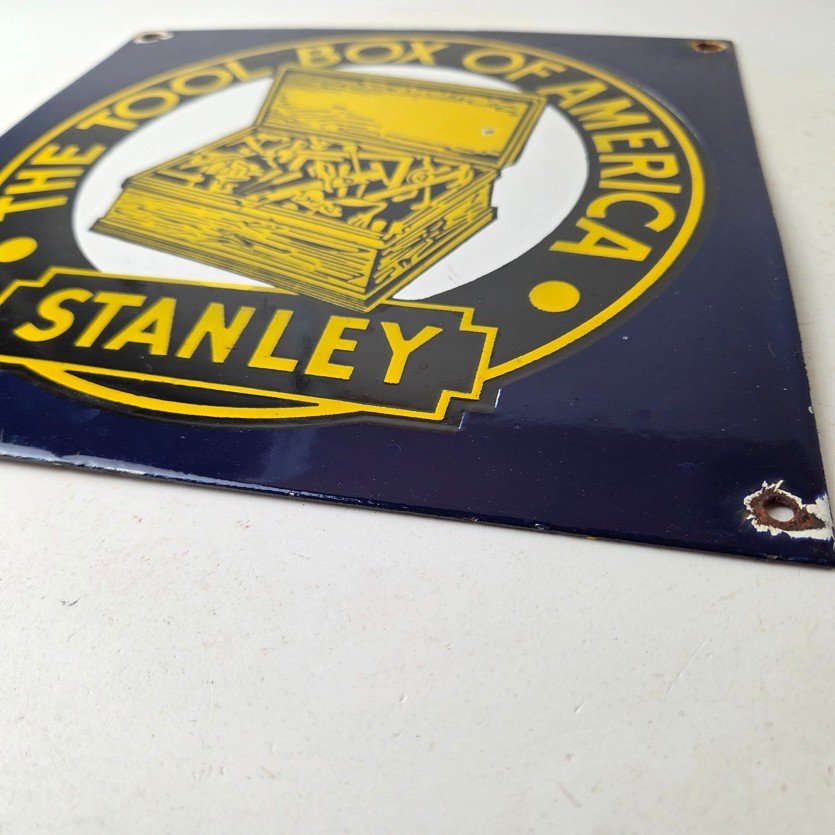 Vintage Stanley Tools Porcelain Sign - Gas Auto Mechanic Garage Shop Sign - Image 10