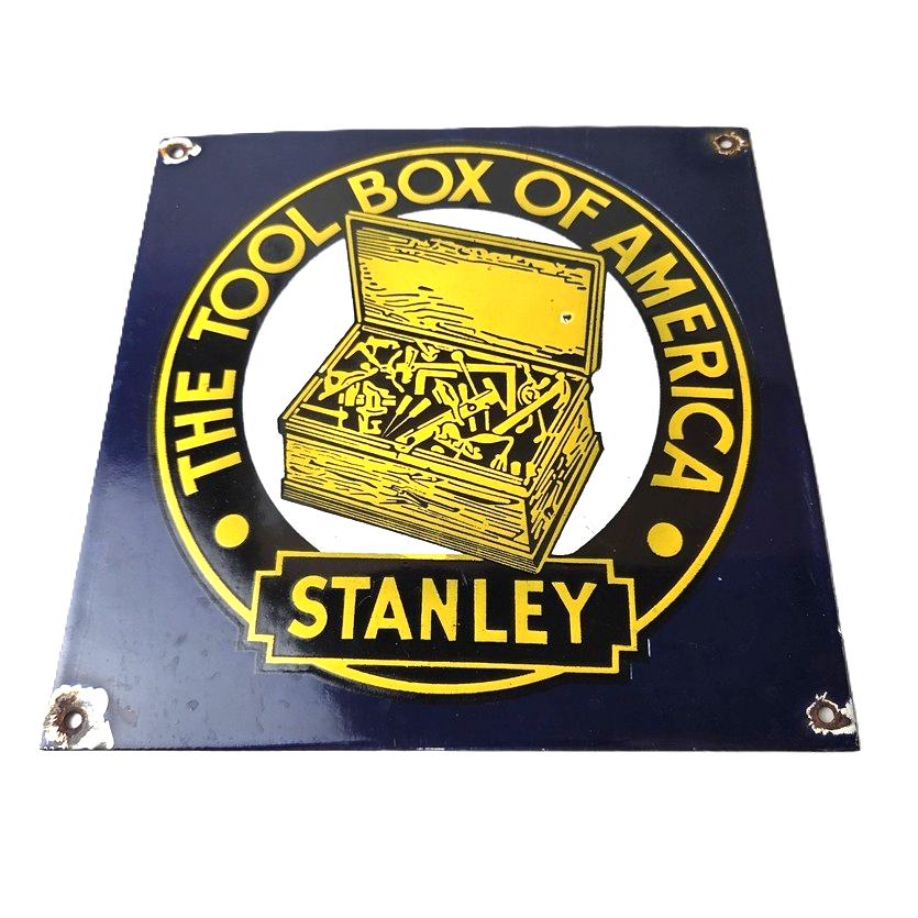 Vintage Stanley Tools Porcelain Sign - Gas Auto Mechanic Garage Shop Sign