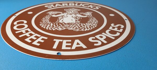 Vintage Starbucks Sign Coffee Tea Spices Porcelain Beverage Gas Pump Sign 305742078943 10