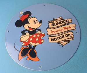 Vintage Sunoco Gasoline Porcelain Sign Walt Disney Minnie Mouse Gas Pump Sign 305863547833