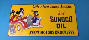 Vintage Sunoco Motor Oils Sign Disney Dealership Gas Pump Porcelain Sign 305852906643