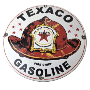 Vintage Texaco Gasoline Sign - Fire Chief Service Gas Pump Porcelain Ad Sign