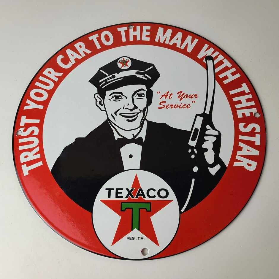 Vintage Texaco Gasoline Sign - Gas Motor Oil Pump Plate Porcelain Sign - Image 12