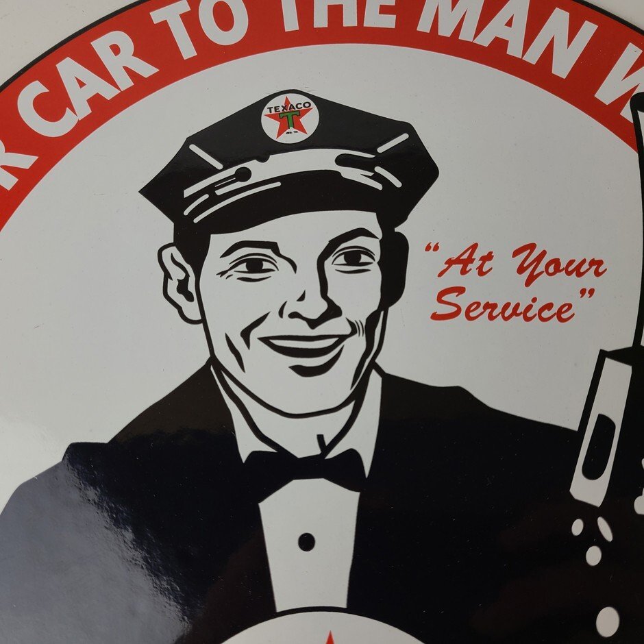 Vintage Texaco Gasoline Sign - Gas Motor Oil Pump Plate Porcelain Sign - Image 3