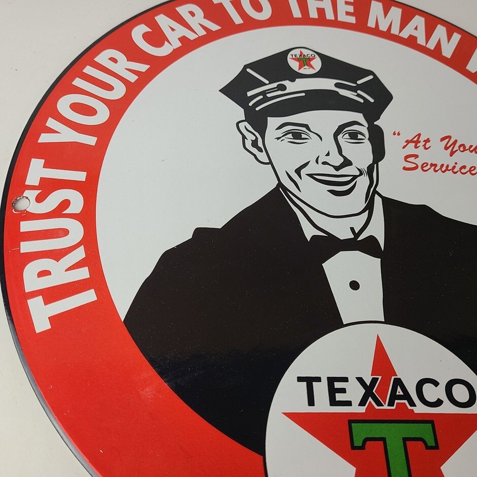 Vintage Texaco Gasoline Sign - Gas Motor Oil Pump Plate Porcelain Sign - Image 6