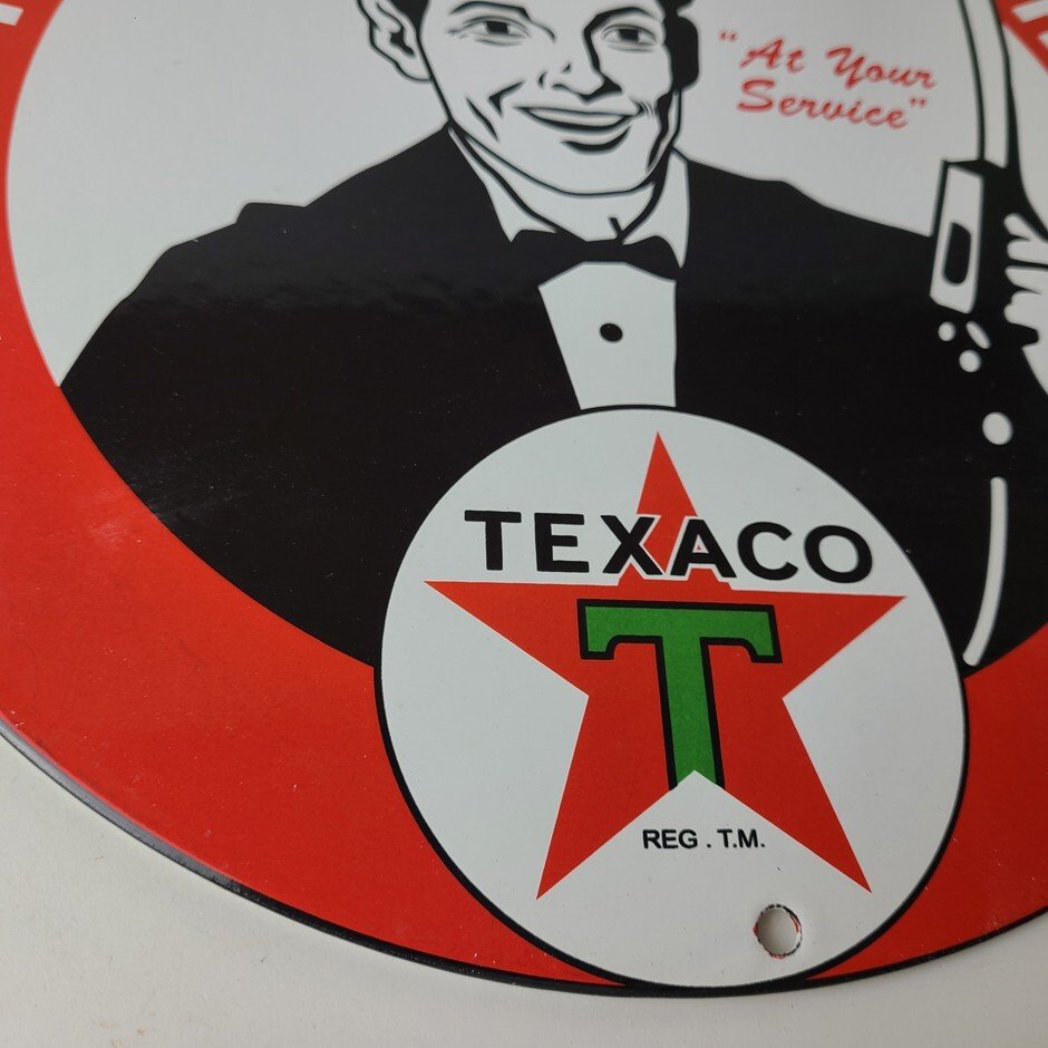 Vintage Texaco Gasoline Sign - Gas Motor Oil Pump Plate Porcelain Sign - Image 7