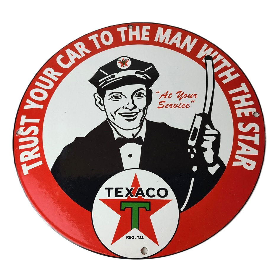 Vintage Texaco Gasoline Sign - Gas Motor Oil Pump Plate Porcelain Sign