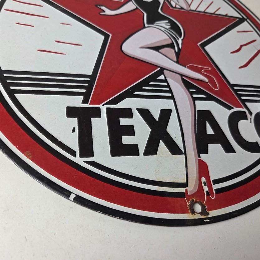 Vintage Texaco Gasoline Sign - Gas Service Station Pump Porcelain Sign - Image 11