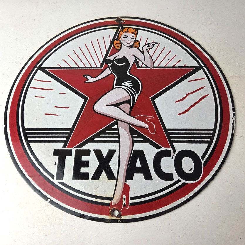 Vintage Texaco Gasoline Sign - Gas Service Station Pump Porcelain Sign - Image 15