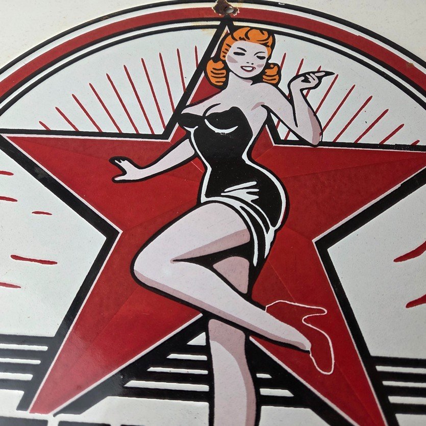Vintage Texaco Gasoline Sign - Gas Service Station Pump Porcelain Sign - Image 3