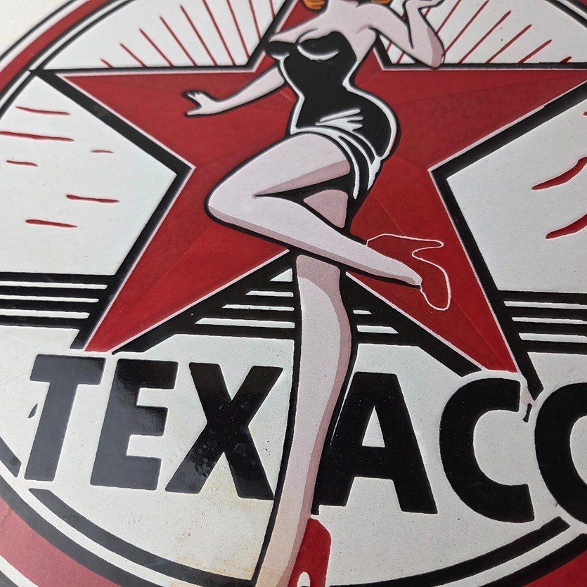 Vintage Texaco Gasoline Sign - Gas Service Station Pump Porcelain Sign - Image 4