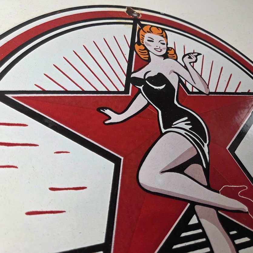 Vintage Texaco Gasoline Sign - Gas Service Station Pump Porcelain Sign - Image 5