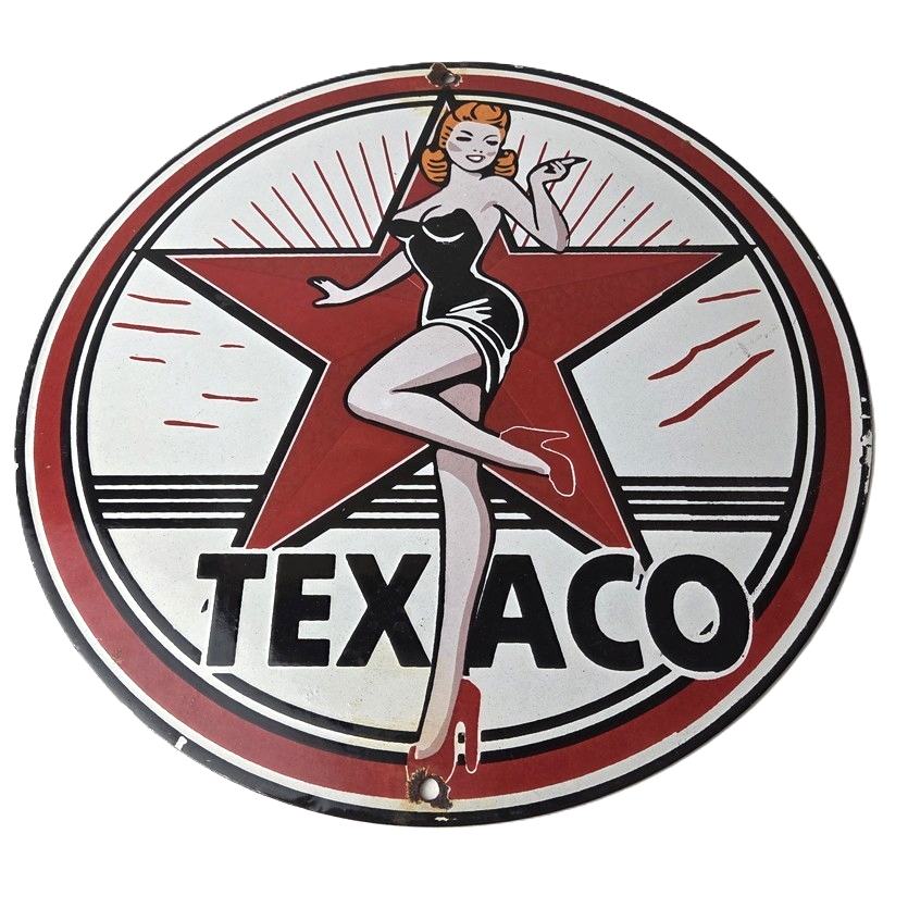 Vintage Texaco Gasoline Sign - Gas Service Station Pump Porcelain Sign