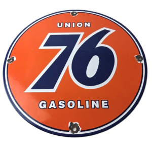 Vintage Union 76 Gasoline Sign - Porcelain Gas Motor Oil Service Pump Sign