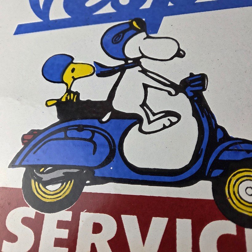Vintage Vespa Sign - Snoopy Gas Service Station Porcelain Advertising Sign - Image 3