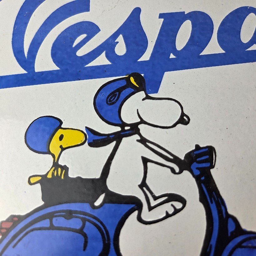 Vintage Vespa Sign - Snoopy Gas Service Station Porcelain Advertising Sign - Image 4