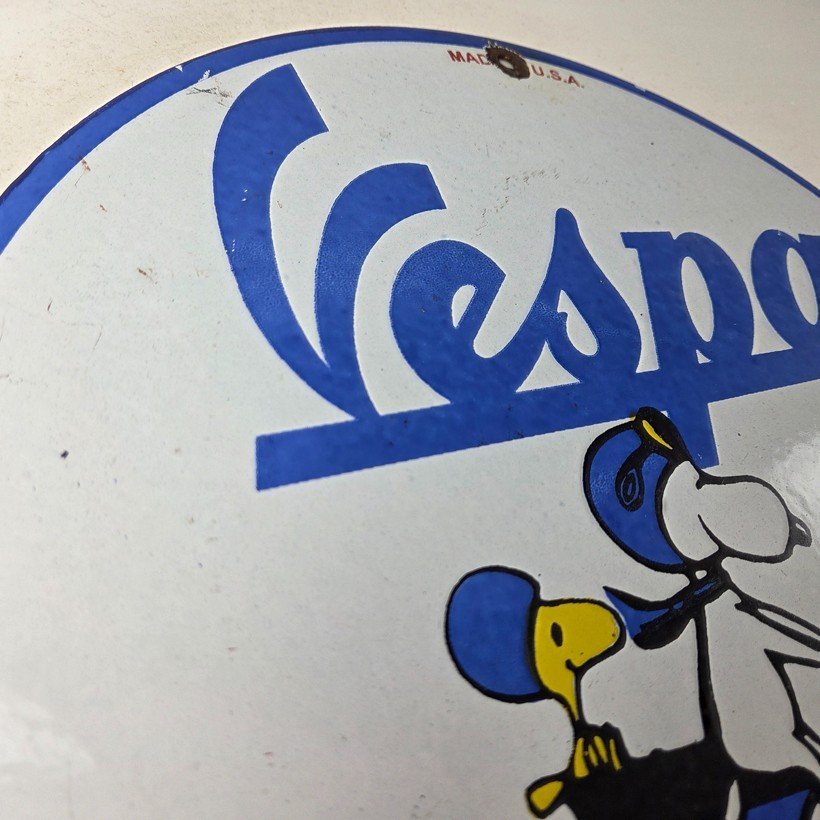 Vintage Vespa Sign - Snoopy Gas Service Station Porcelain Advertising Sign - Image 5