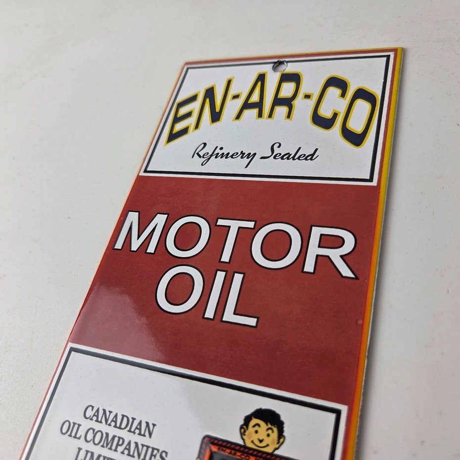 Vintage White Rose Gasoline Sign - ENARCO Canada Service Station Gas Pump Sign - Image 13