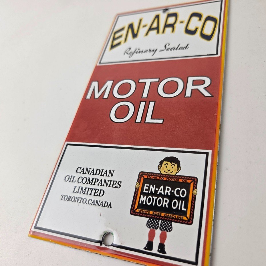 Vintage White Rose Gasoline Sign - ENARCO Canada Service Station Gas Pump Sign - Image 14