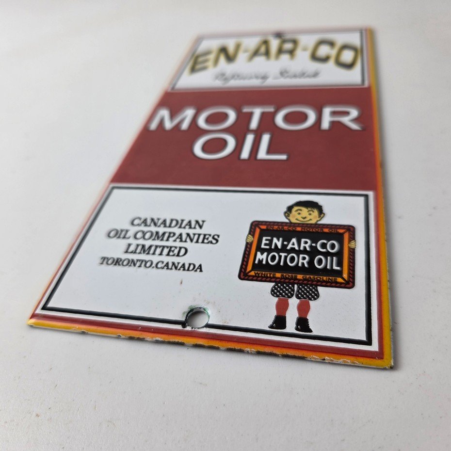 Vintage White Rose Gasoline Sign - ENARCO Canada Service Station Gas Pump Sign - Image 15