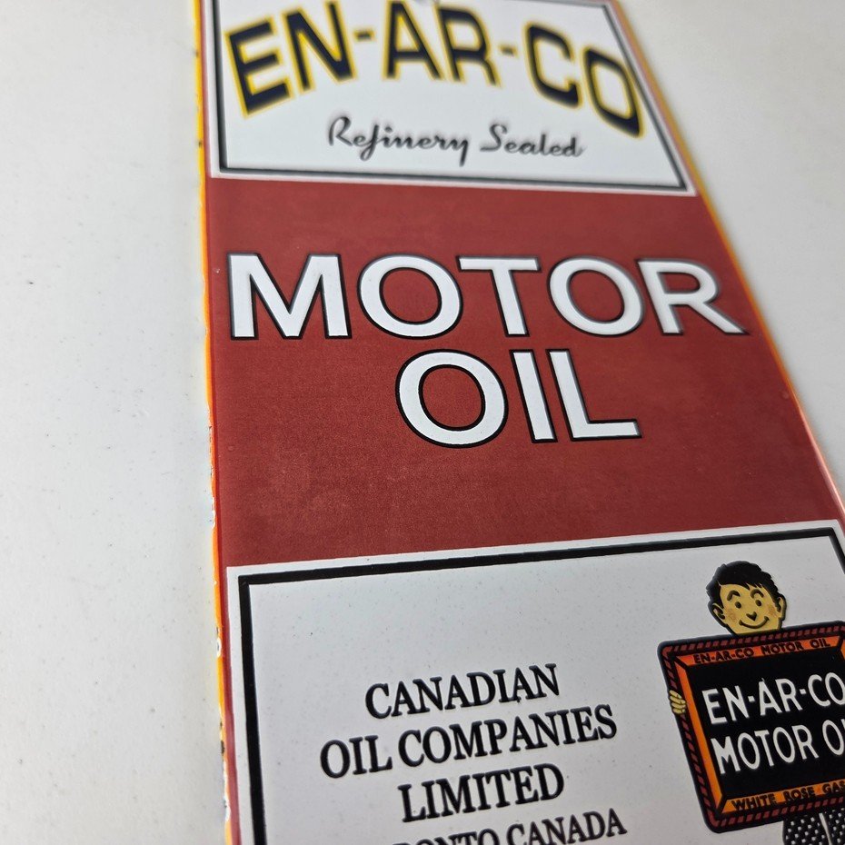 Vintage White Rose Gasoline Sign - ENARCO Canada Service Station Gas Pump Sign - Image 6