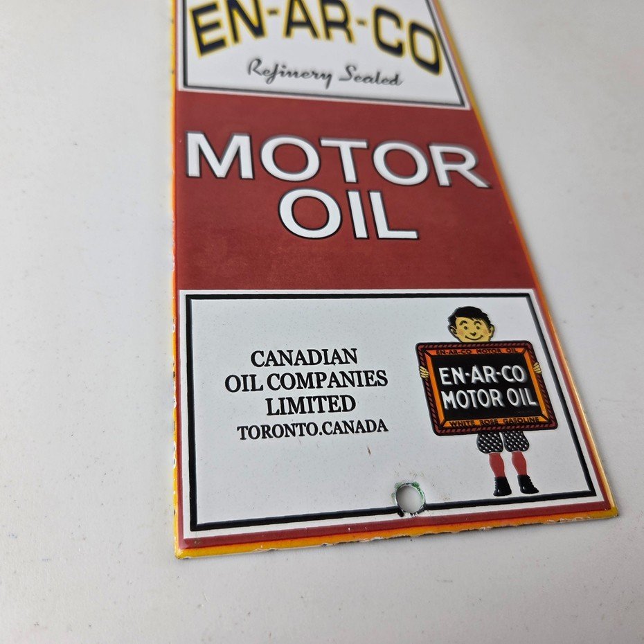 Vintage White Rose Gasoline Sign - ENARCO Canada Service Station Gas Pump Sign - Image 7