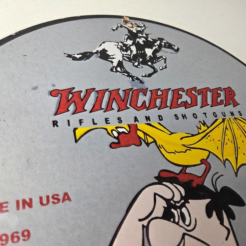 Vintage Winchester Porcelain Sign - Rifles Firearms Hunt Gas Service Pump Sign - Image 5