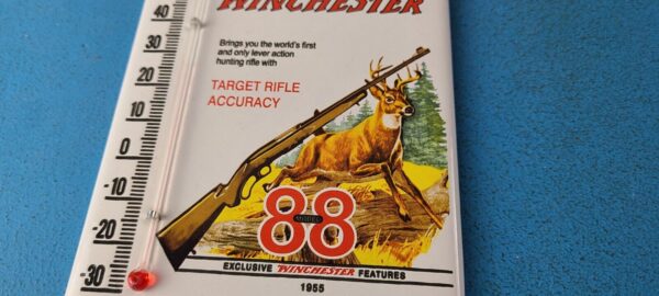 Vintage Winchester Porcelain Sign Rifles Gas Pump Ad Thermometer Sign 305751863203 3