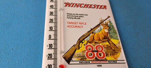 Vintage Winchester Porcelain Sign Rifles Gas Pump Ad Thermometer Sign 305751863203 5