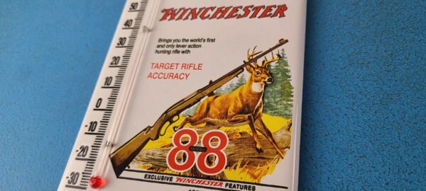 Vintage Winchester Porcelain Sign Rifles Gas Pump Ad Thermometer Sign 305751863203 8