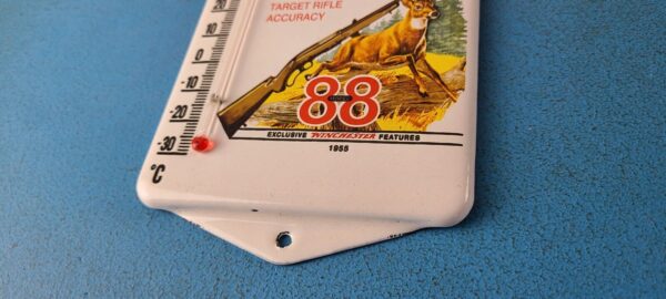 Vintage Winchester Porcelain Sign Rifles Gas Pump Ad Thermometer Sign 305751863203 9