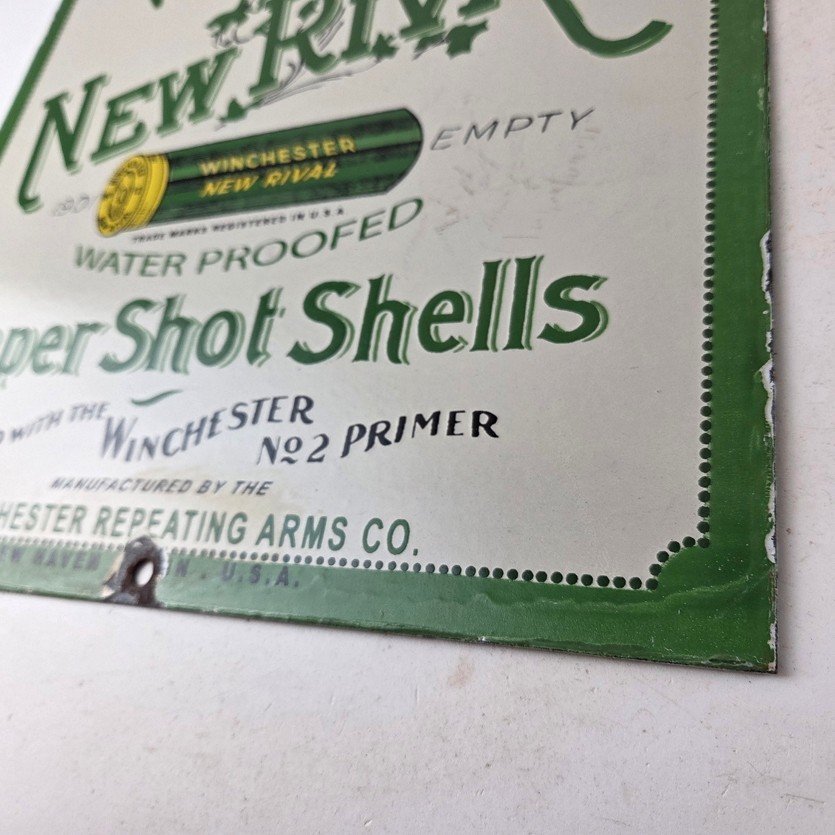 Vintage Winchester Porcelain Sign - Shot Gun Shells New Rival Advertise Gas Sign - Image 14