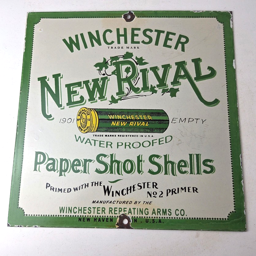 Vintage Winchester Porcelain Sign - Shot Gun Shells New Rival Advertise Gas Sign - Image 15