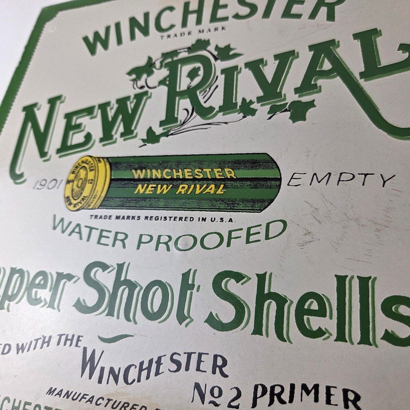 Vintage Winchester Porcelain Sign - Shot Gun Shells New Rival Advertise Gas Sign - Image 4