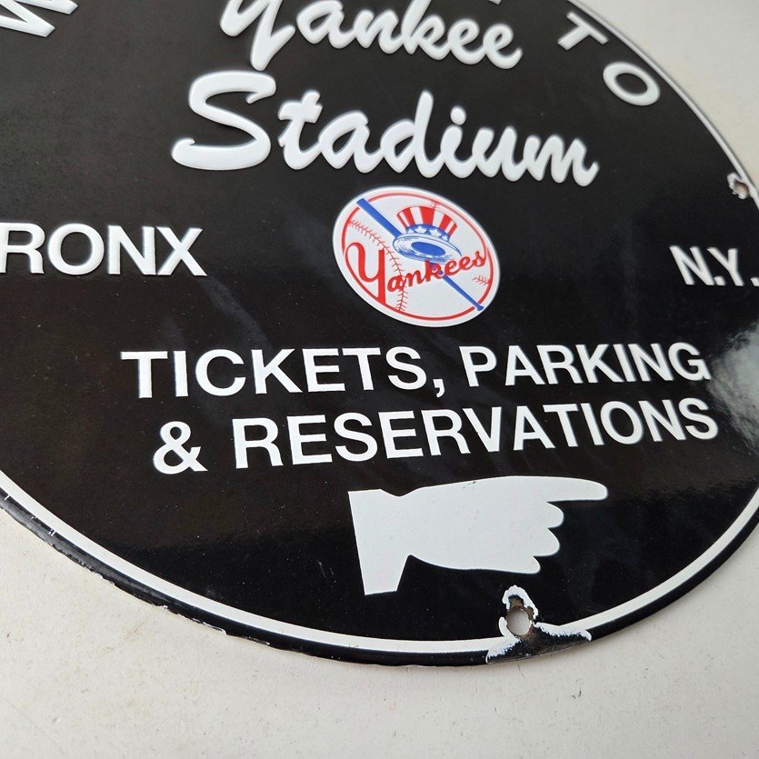 Vintage Yankees Baseball Sign - Stadium Gas Service Station Porcelain Sign - Image 11