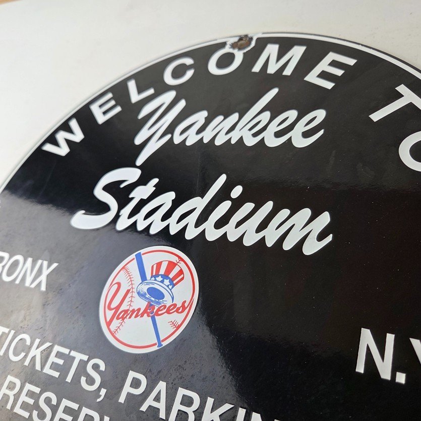 Vintage Yankees Baseball Sign - Stadium Gas Service Station Porcelain Sign - Image 12