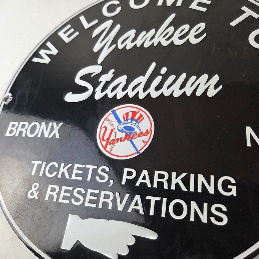 Vintage Yankees Baseball Sign - Stadium Gas Service Station Porcelain Sign - Image 4