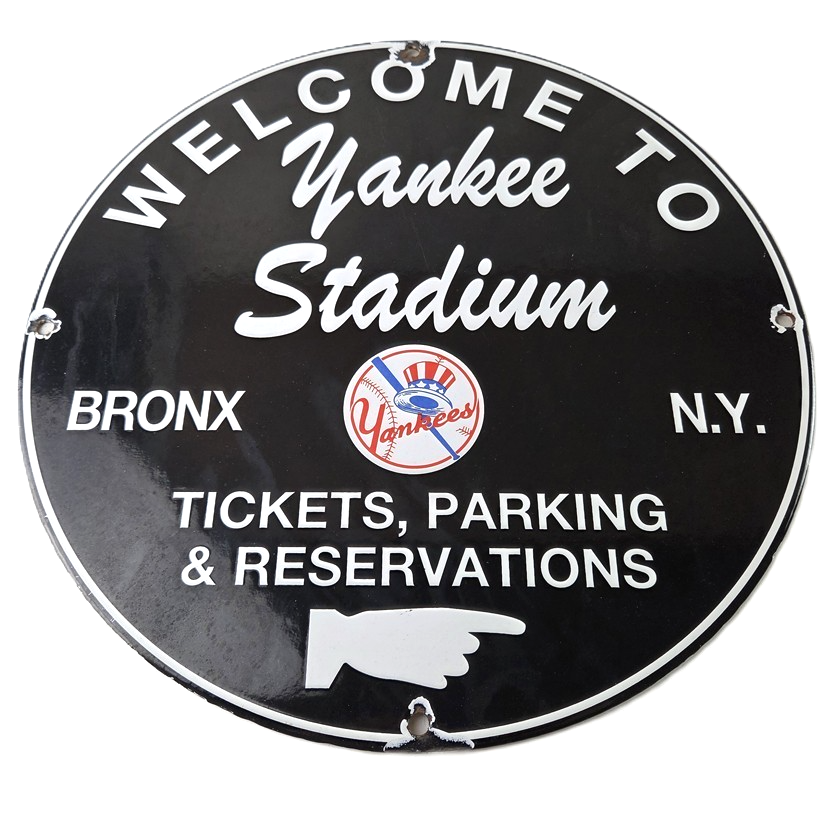 Vintage Yankees Baseball Sign - Stadium Gas Service Station Porcelain Sign