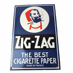 Vintage Zig-Zag Cigarette Papers Sign - Porcelain Tobacco Gas Pump Plate Sign