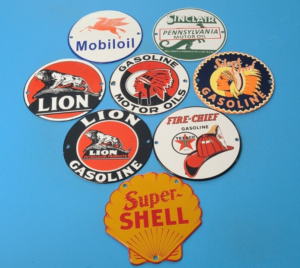 LOT VINTAGE GASOLINE PORCELAIN TEXACO SHELL GAS SERVICE STATION PUMP SIGNS 6 305933016034