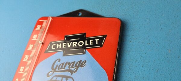 VINTAGE CHEVROLET PORCELAIN GARAGE GAS PUMP AD SALES SIGN ON SERVICE THERMOMETER 305692595294 7