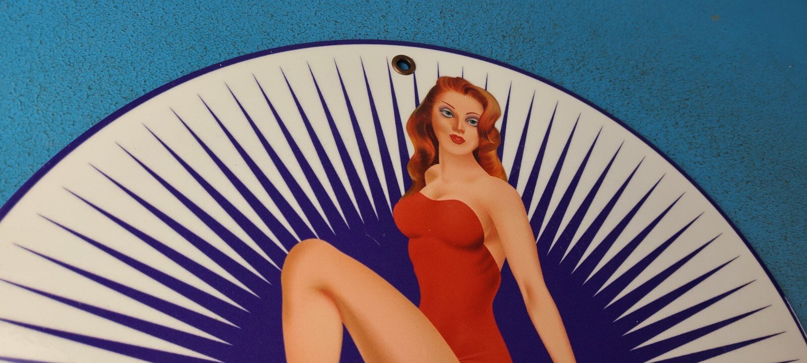 VINTAGE ETHYL GASOLINE PORCELAIN SERVICE STATION GAS PUMP PLATE SIGN - Image 5