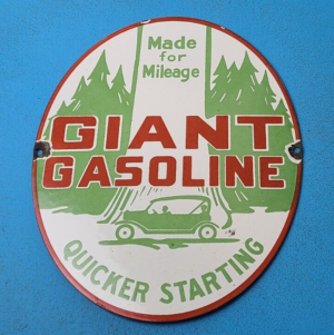 VINTAGE GIANT GASOLINE PORCELAIN QUICK STARTER AUTO CAR SERVICE STATION SIGN 305894776194