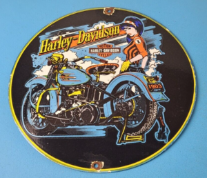 VINTAGE HARLEY DAVIDSON MOTORCYCLES PORCELAIN GAS PUMP PLATE SIGN 305890157684