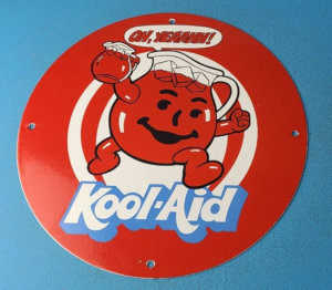 VINTAGE KOOL AID PORCELAIN FRUIT BEVERAGE GENERAL STORE GAS PUMP PLATE SIGN 305905400764