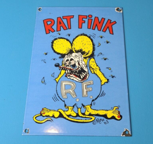 VINTAGE RAT FINK PORCELAIN GAS AUTO ED BIG DADDY ROTH HOT ROD AUTOMOTIVE SIGN