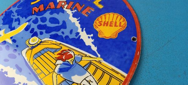 VINTAGE SHELL GASOLINE PORCELAIN MARINE GAS OIL SERVICE STATION PUMP PLATE SIGN 305268964644 8